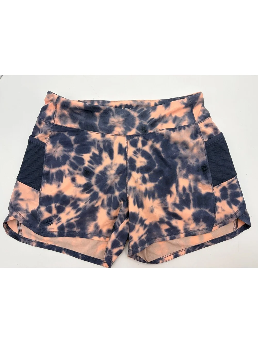Athleta Girl Record Breaker 3” Shorts Pink Blue Tie Dye size Large 12